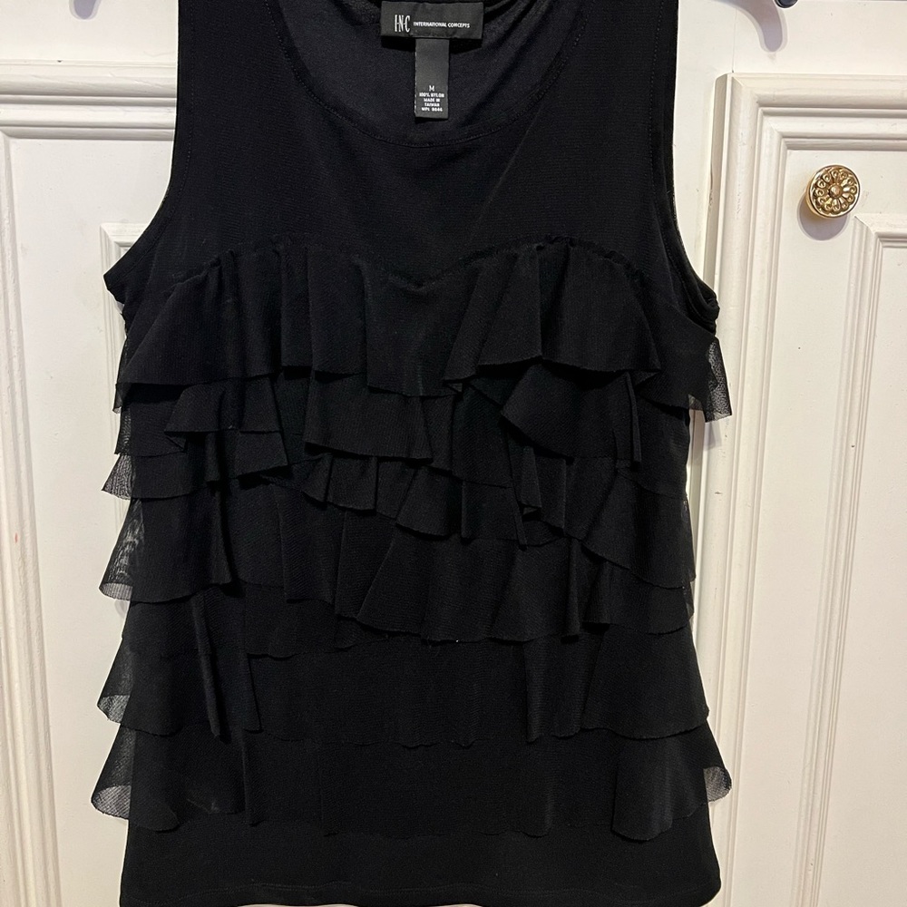 INC black ruffled top